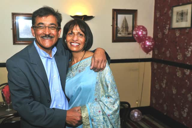 Kishor and his wife Hansa at a party at the restaurant to celebrate 30 years of business in Leeds.