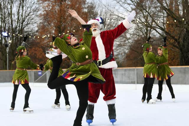 Sant and his elves take to the ice at Lotherton Hall's Christmas Experience.