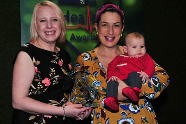 Yorkshire Evening Post editor Laura Collins with Nada Absul, the Haamla Service, City of Leeds Maternity Stream, who was named YEP Health Award Midwife of the Year 2019.