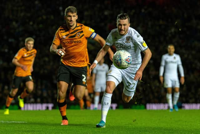 ON THE BENCH? Leeds United's Jack Harrison battles for the ball against Hull City's Eric Lichaj. Picture: Bruce Rollinson