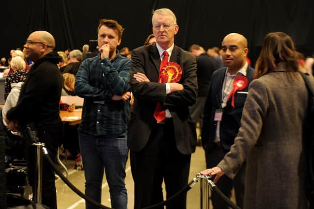 Hilary Benn at the count in Leeds Arena.