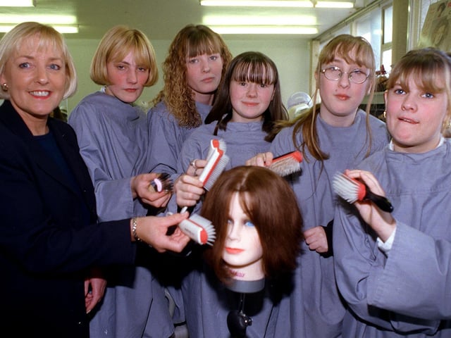 Course tutor Lin Newbould with Parklands pupils who passed a hairdressing course. Pictured, from left, Kirsty McReynolds, Leanne Foyle, Dawn Vasey, Lynn Ingleby, and Katrina Robinson.
