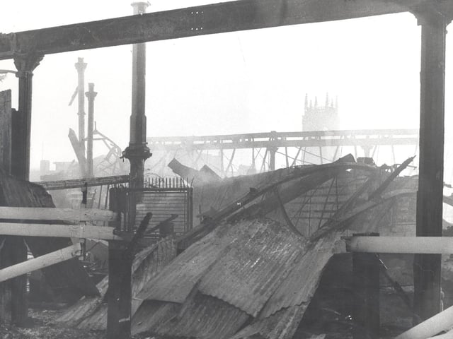 Leeds Minster peers through the smoke.