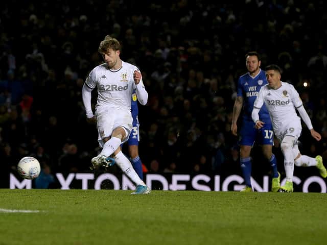 CRUISING: Patrick Bamford puts Leeds United 3-0 up from the penalty spot, only for Cardiff City to somehow leave with a 3-3 draw. Photo by Nigel Roddis/Getty Images.