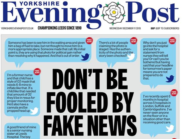 Yorkshire Evening Post front page from last week,