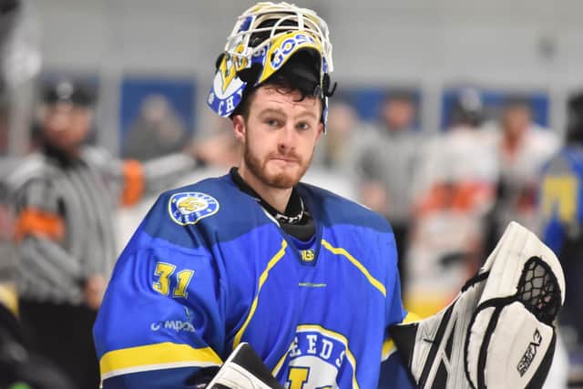 ON SONG: Goaltender Sam Gospel gave his team a chance to win on both nights in Basingstoke, turning away 81 of 85 shots on his net. Picture courtesy of Steve Brodie.