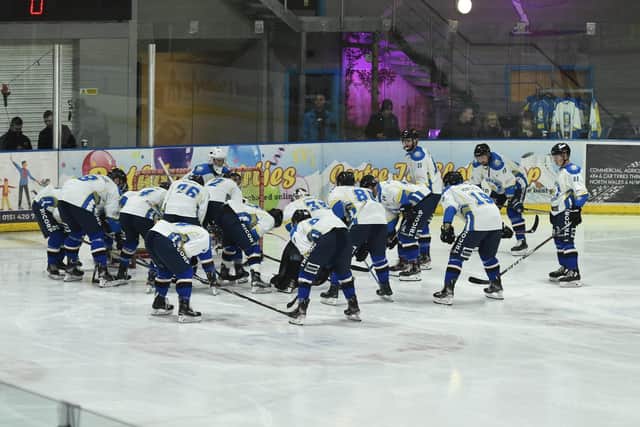 Leeds Chiefs prepare to face Swindon Wildcats at Planet ice Widnes, one of a number of makeshift 'home' venues used by the club this season. Picture courtesy of gw-images.com.