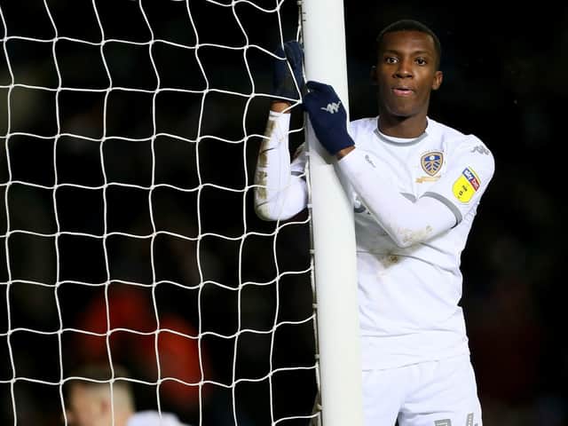 ONE THAT GOT AWAY: Leeds United's Arsenal loanee striker Eddie Nketiah reacts after his 95th-minute header was saved in Saturday's 3-3 draw against Cardiff City at Elland Road. Photo by Richard Sellers/PA Wire.