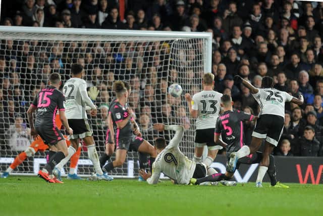Fulham's Josh Onomah fires in his side's winning goal against Leeds United.