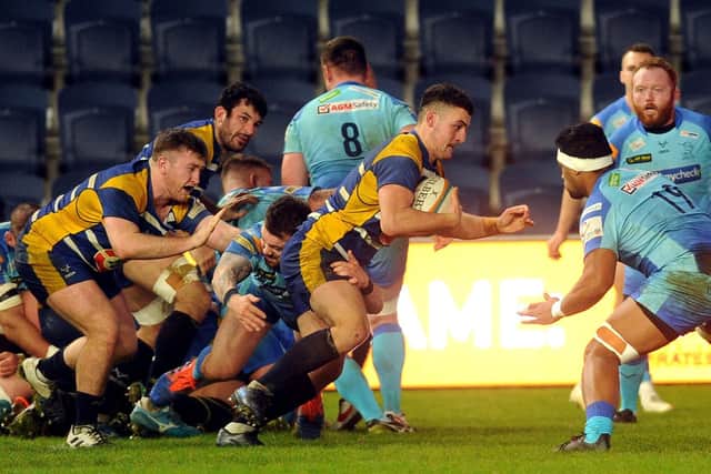 Guy Grham tries to break free from the base of a scrum. PIC: Steve Riding