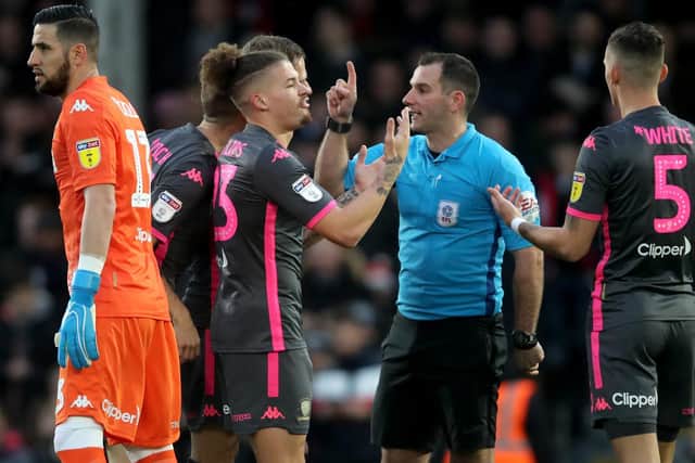 Leeds protested Tim Robinnson's decision to award Fulham an early penalty (Pic: Getty)