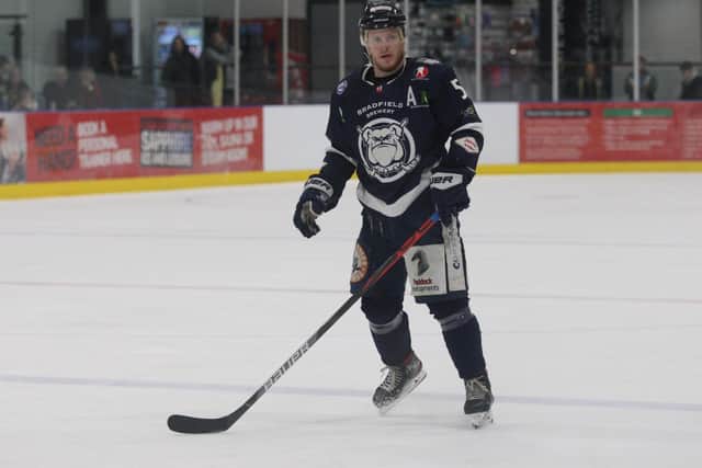 Ashley Calvert, in action for Sheffield Steeldogs before his move to Leeds Chiefs. Picture courtesy of Cerys Molloy.