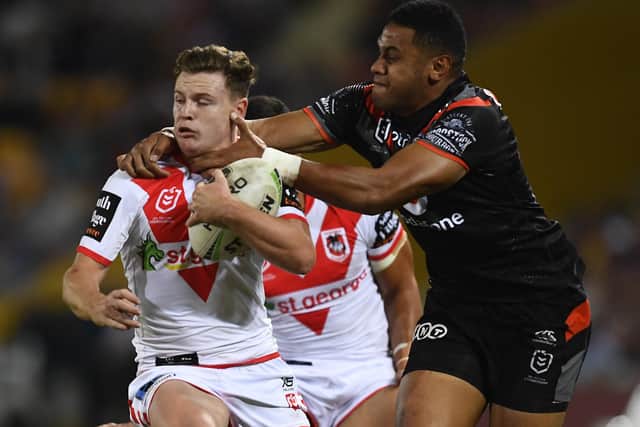 Jai Field in action for St George Illawarra Dragons.