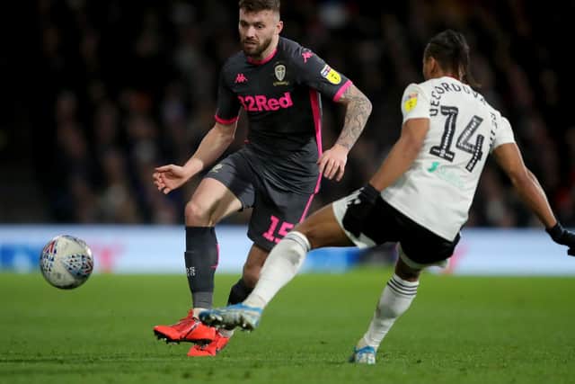 VERSATILE: Leeds United's Northern Ireland international Stuart Dallas, left, filled different roles during Saturday's Championship clash at Fulham. Photo by Marc Atkins/Getty Images.