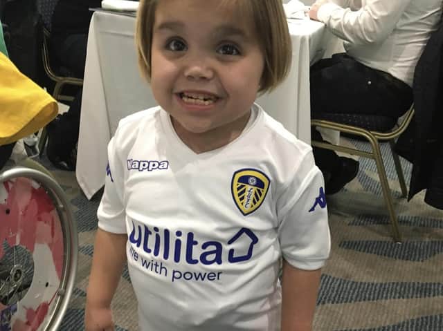 Six-year-old Sarah Emmott, who needs a kidney transplant, will be the special guest at Elland Road on Boxing Day. Photo provided by parents.