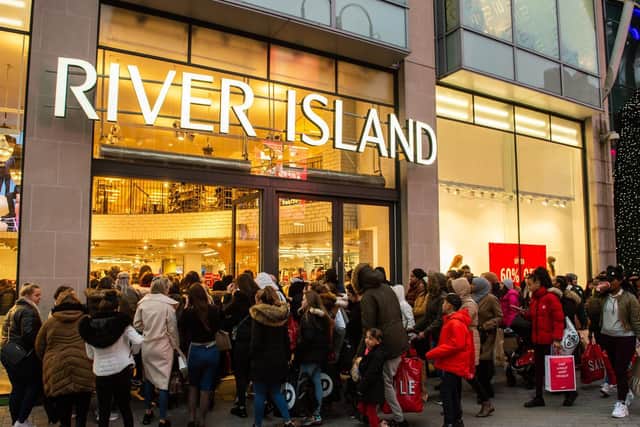 River Island was one of the busiest stores today with queues inside and out.