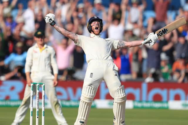 Ben Stokes celebrates winning the Ashes Test match at Headingley.
Photo: Mike Egerton/PA Wire.