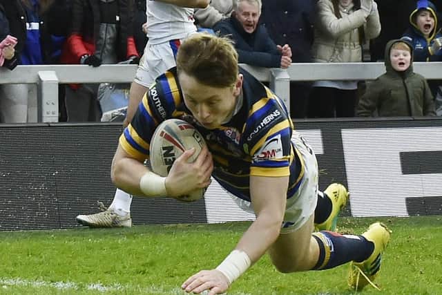 Harry Newman touches down for Leeds Rhinos on Boxing Day.