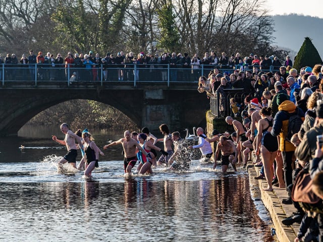 Brave swimmers enjoy a brisk