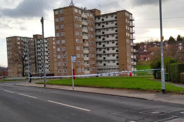 Police cordoned off a patch of grass opposite Landseer Avenue.