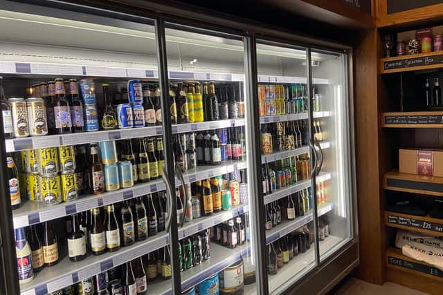 The beer fridge in Beer Hawk on Boar Lane.