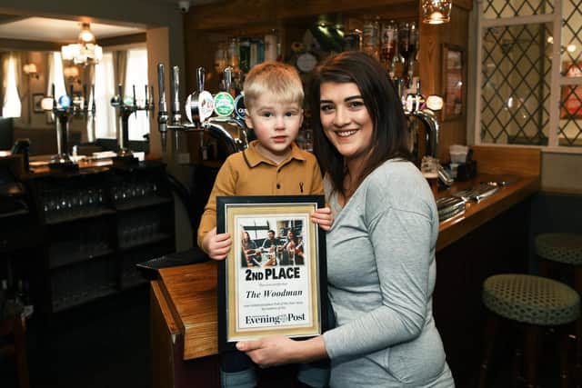 Yorkshire Evening Post Pub of the Year 2019.
Sinead Flanagan and her son Luca at runners up The Woodman at Halton.
Picture: Jonathan Gawthorpe.