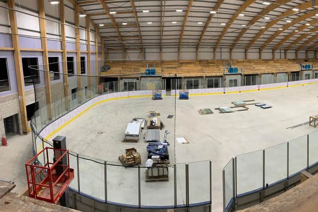 ALMOST THERE: Work continues on the Elland Road ice rink ready for a January 31 opening. Picture courtesy of Planet Ice Leeds