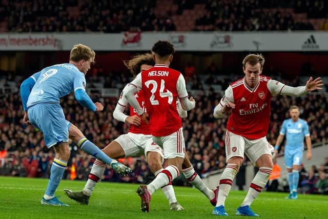 SO CLOSE: Leeds United created a whole host of chances in the first half of Monday night's third round FA Cup clash at Arsenal with Patrick Bamford, above left, hitting the crossbar. Picture by Bruce Rollinson.