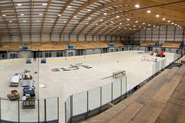 GETTING THERE: Construction continues on the new Ealland Road ice rink. Picture via Planet Ice.