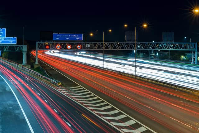 The video shows Leeds Light Night, busy shoppers on Briggateand the sun setting over the M62 (Photo: Darren Naughton)