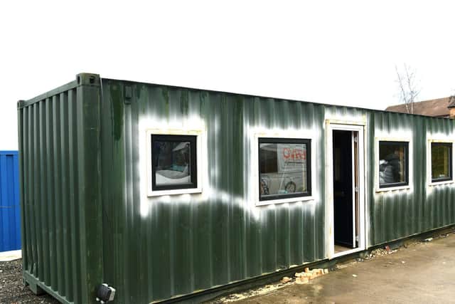 The shipping container will be used as a six month home for a person on a detox programme to get clean off drugs, and learn employment skills to get back into work