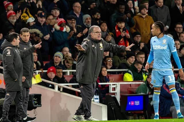 Marcelo Bielsa on the sidelines at the Emirates.