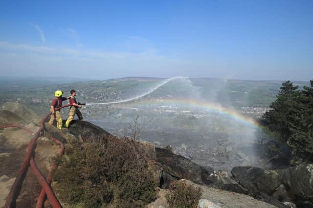 Firefighters tackle a large fire on Ilkley Moor in April, 2019. Photo credit: Danny Lawson/PA Wire