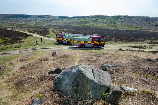 Fire crews at the scene of a fire at Ilkley Moor in 2019