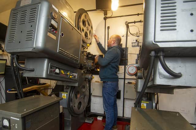 Mike Sharples, projection and facilities manager in the projection room at Hyde Park Picture House.