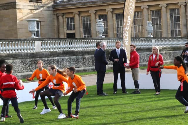 Prince Harry, Duke of Sussex, the Patron of the Rugby Football League hosts the Rugby League World Cup 2021 draws for the men's, women's and wheelchair tournaments at Buckingham Palace.