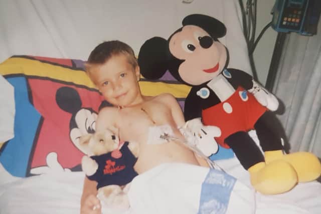 Tommy Frank aged five after his heart surgery at Leeds General Infirmary.