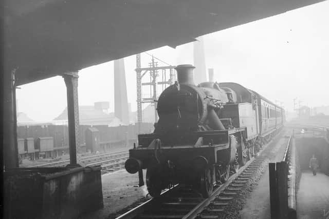 A Leeds to Ilkley stopping train draws into Holbeck (Low Level) Station in November 1951.
