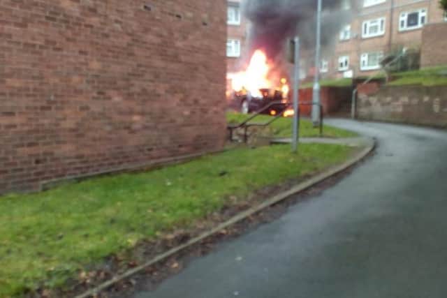 A Nissan Qashqai was found on fire after the robbery