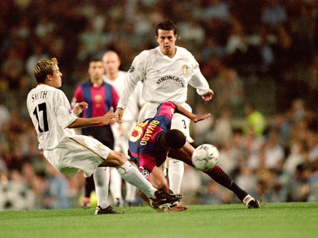 Leeds United were given a painful lesson in the beautiful game in their opening match in the Nou Camp. Ian Harte hit the post and The Chief was stretchered off.
