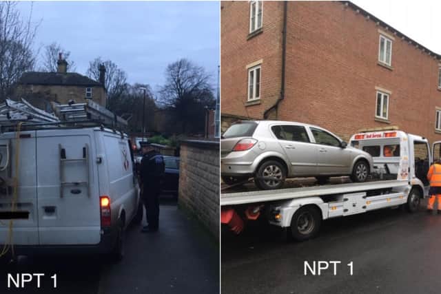 Police have seized cars and issued tickets to to drivers who drove the wrong way down one-way roads in Armley. Photos provided by West Yorkshire Police.