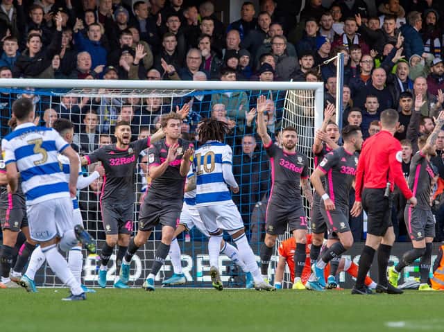 Leeds United in action at Queens Park Rangers. (Pic: Bruce Rollinson)