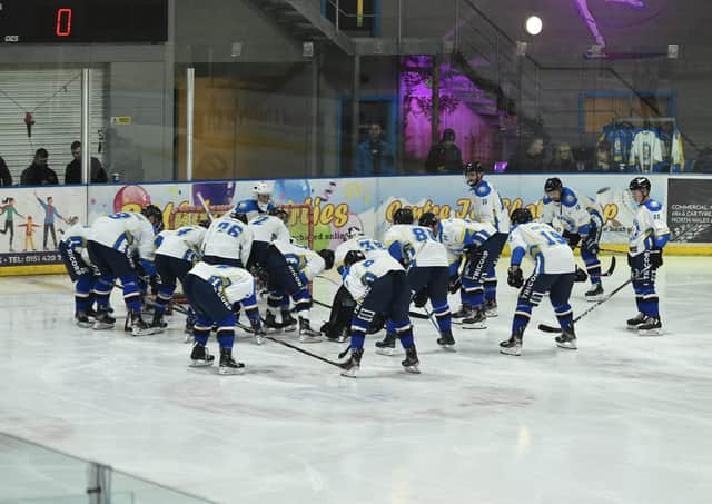 Leeds Chiefs prepare for their NIHL National clash against Swindon Wildcats at Widnes Ice Rink, one of SEVEN home venues used by the team so far this season. Picture courtesy of gw-images.com