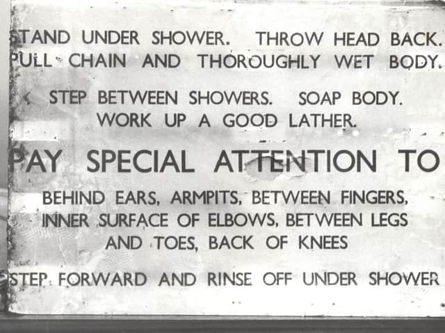The unusual and amusing sign greeted swimmers to Holbeck Baths back in the day.