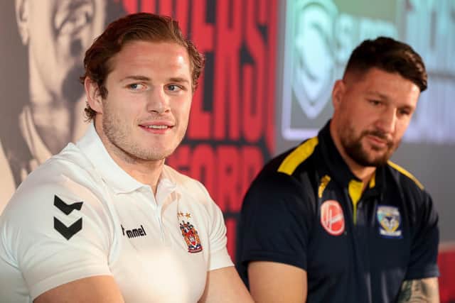 George Burgess and Gareth Widdop at today's Super League launch.