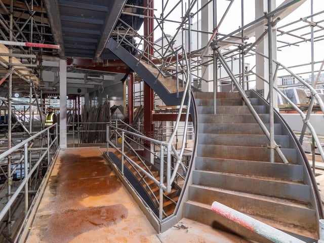 The spiral staircases in the new Channel 4 office building.