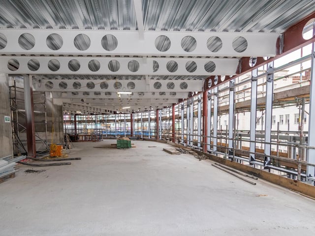 There will be a screen in the triple height foyer, which will frame the office activity behind.