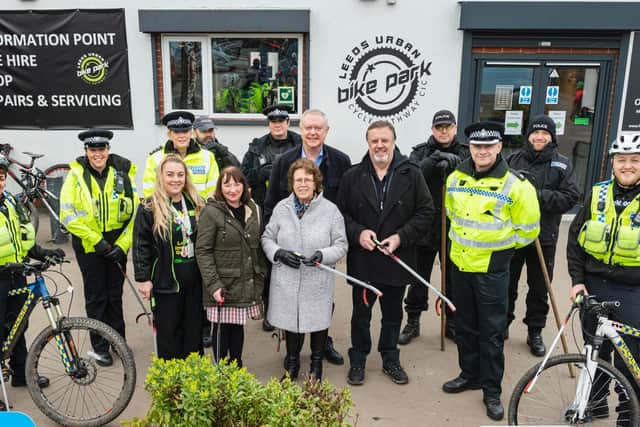 Officers from the Jemlock team were joined by West Yorkshire Police and Crime Commissioner Mark Burns-Williamson, Leeds City Council leader Judith Blake and councillors for a weapons sweep in Middleton Park.