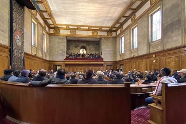 The full council chamber in Civic Hall during the meeting.