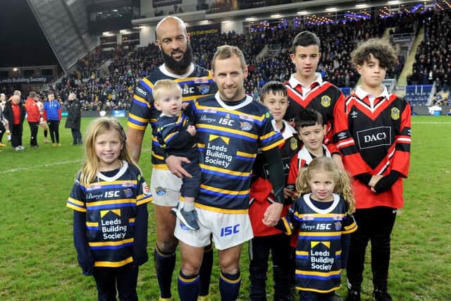 Rob Burrow and family together with Jamie Jones-Buchanan at the recent testimonial.